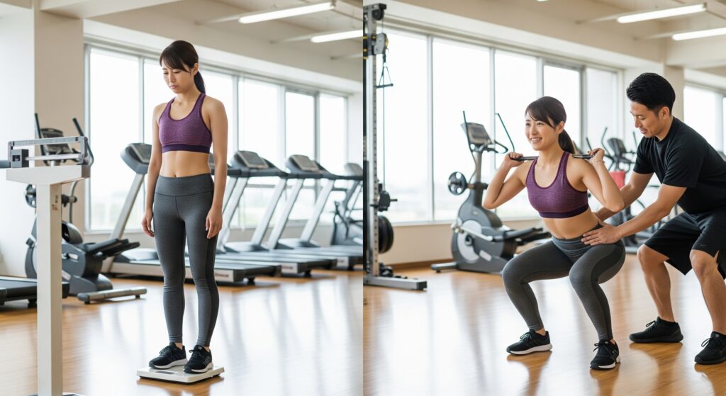 痩せないことに悩み、パーソナルジムに通うことで、痩せようとしている女性