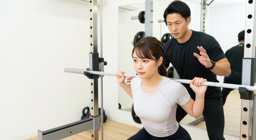 パーソナルジムに通い、瘦せるための期間を消化している女性