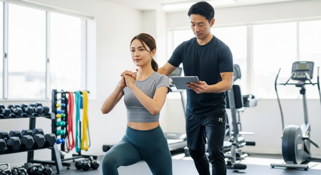 パーソナルジムに通い、瘦せるための期間を消化している女性